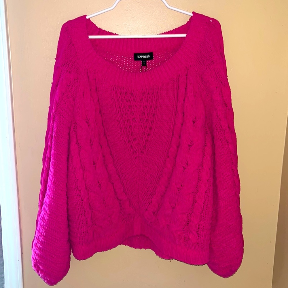 Express pink bubble sleeve sweater. Only worn once/great condition.